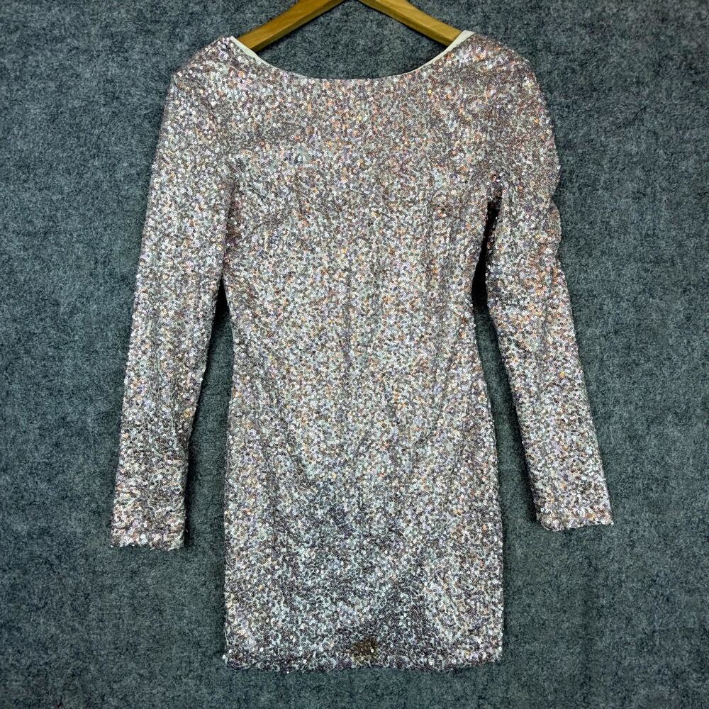 Charlotte Russe Bling Mini Dress Womens XS‎ Pink Silver Sequin NYE Party HOCO